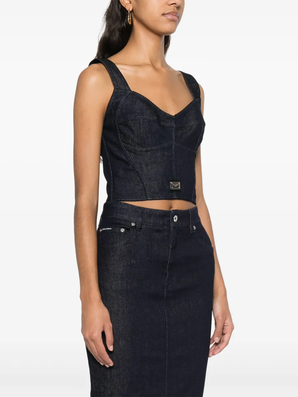 Dolce & Gabbana Cotton Denim Bra Top In Blue