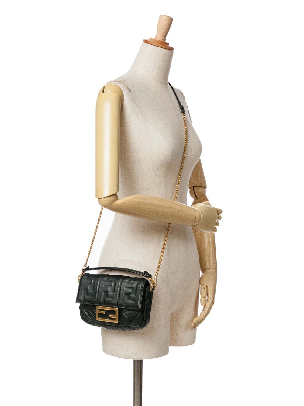 Fendi Pre-Owned 2010-2024 Mini Zucca Embossed Leather Baguette satchel - Zwart