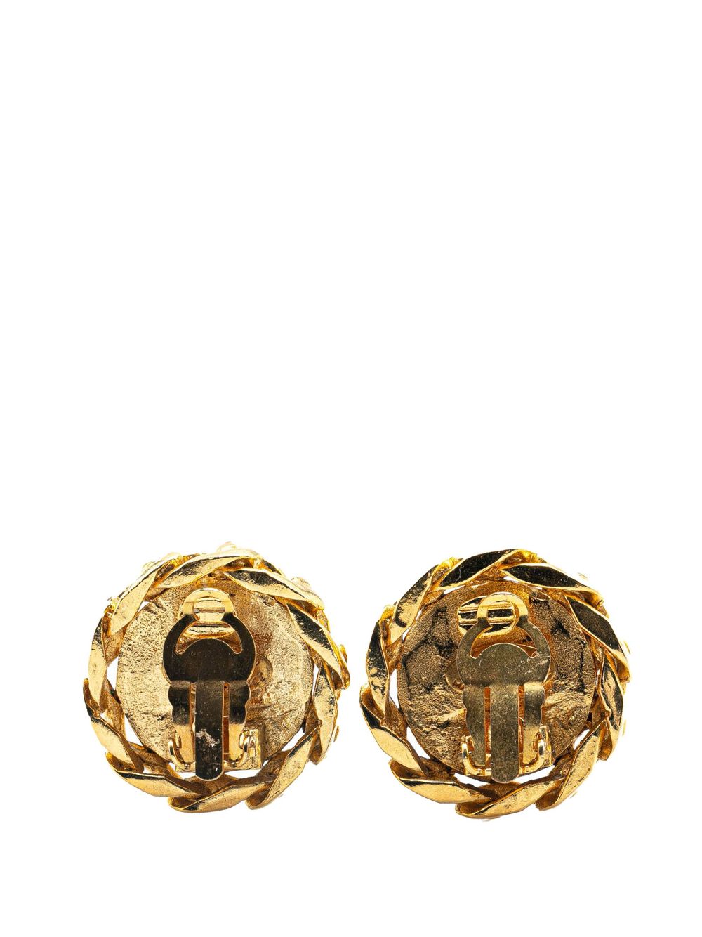 CHANEL Pre-Owned 1980-1990 Gold Plated Rhinestone CC Clip On Earrings costume earrings - Goud