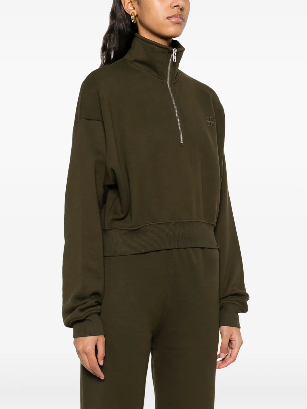 ETERNE Cropped sweater met halve rits Groen