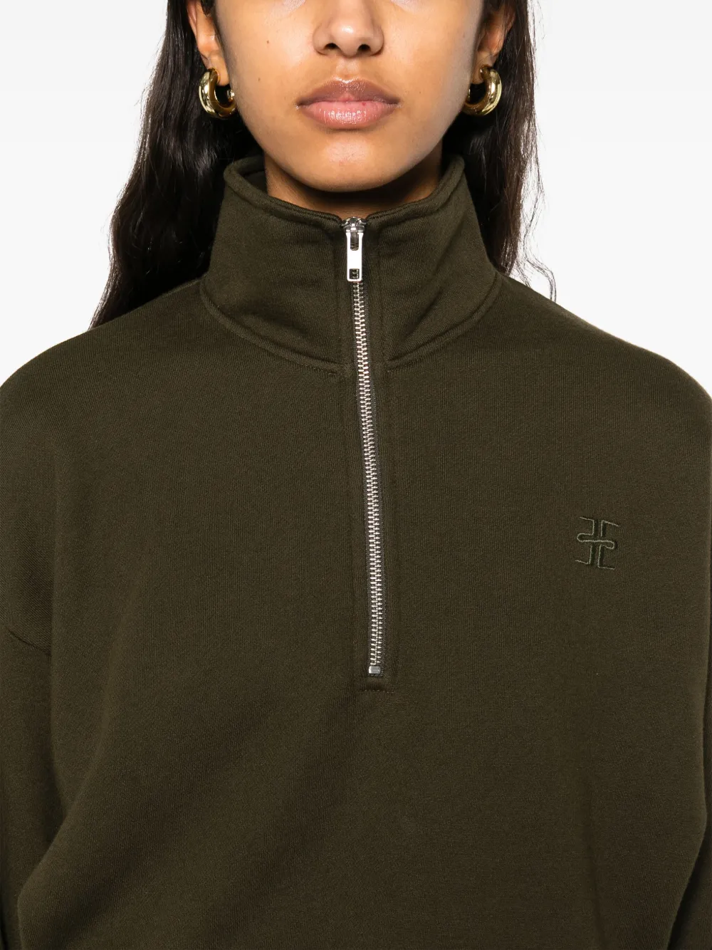 ETERNE Cropped sweater met halve rits Groen
