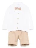 Colorichiari striped shorts, shirt and cardigan set - White