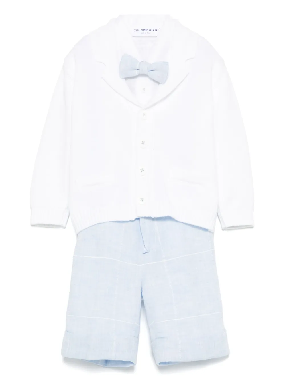 Colorichiari Conjunto de cardigan, camisa e bermuda com listras | Branco | Image 1