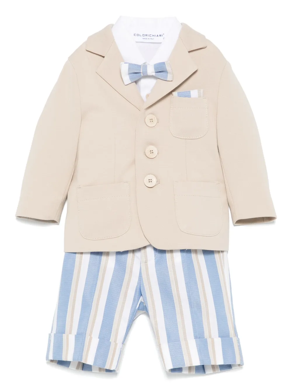 Colorichiari Gestreepte shorts shirt en blazer Beige