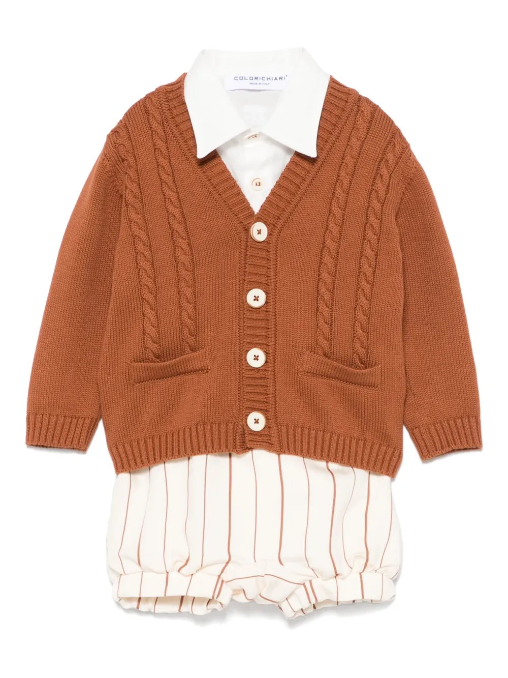 Colorichiari Gestreept vest shirt en shorts Beige