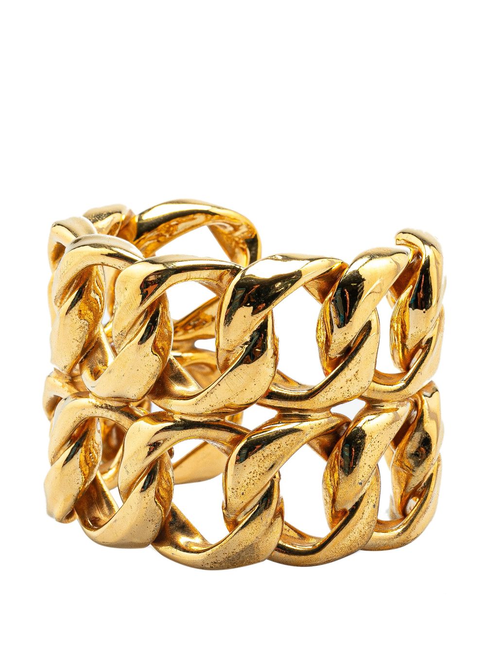 CHANEL Pre-Owned 1980-1990 Gold Plated Double Curb Row Cuff Bracelet costume bracelet