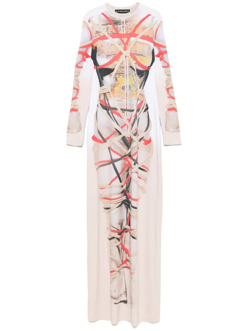 Y Project Maxi-jurk met print Beige