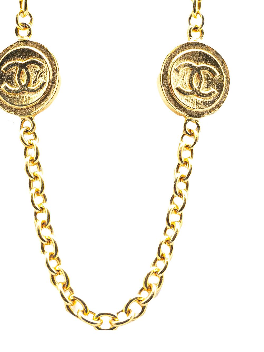 CHANEL Pre-Owned 20th Century Gold Plated CC Medallion Station Necklace costume necklace