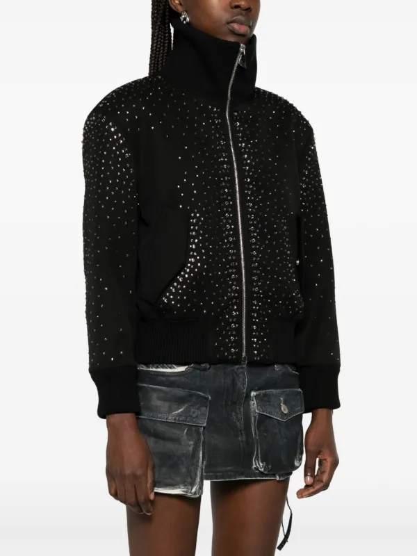 The Attico crystal-embellished Bomber Jacket | Black | FARFETCH