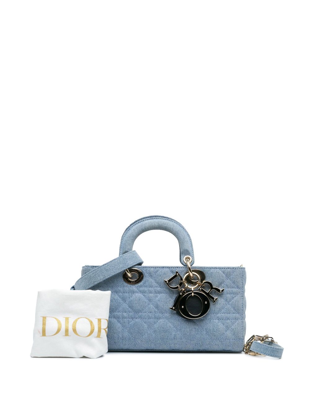 Christian Dior Pre-Owned 2022 Medium Denim Cannage Lady D Joy satchel - Blauw