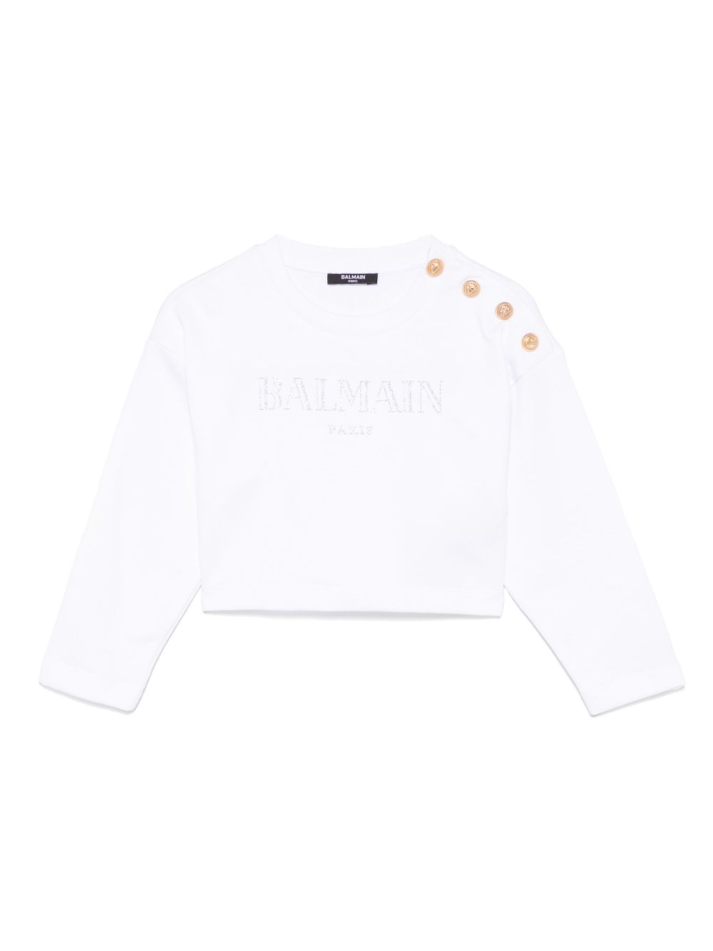 Balmain Kids crystal-logo sweatshirt - White