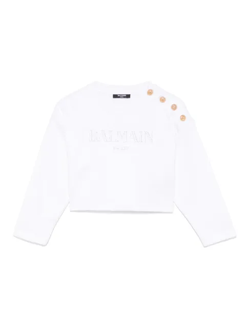 Balmain Kids سويت شيرت بشعار كريستال