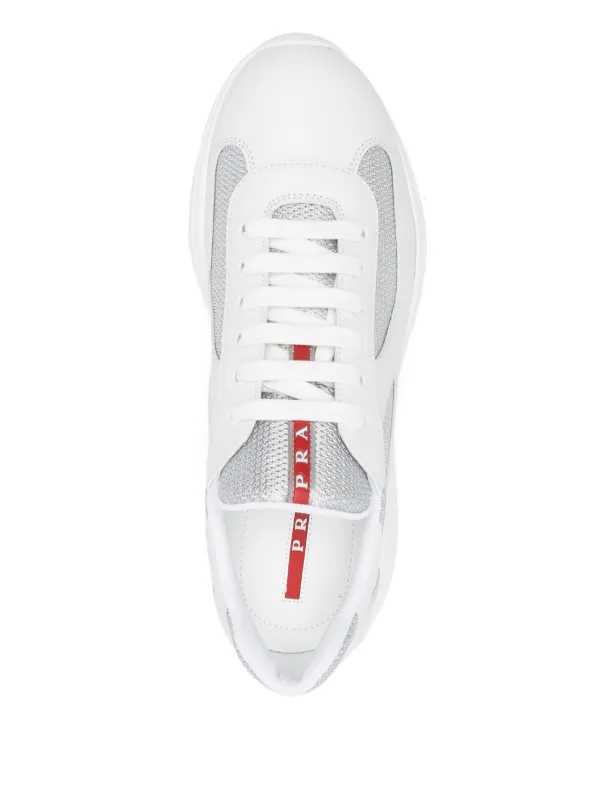 ◆PRADA 最新作◆America's Cup スニーカー/White&Silver◆ White/Silver Prada America's Cup biker fabric sneakers | PRADA