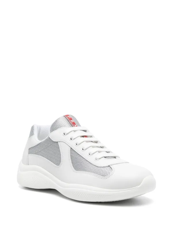 ◆PRADA 最新作◆America's Cup スニーカー/White&Silver◆ White/Silver Prada America's Cup biker fabric sneakers | PRADA