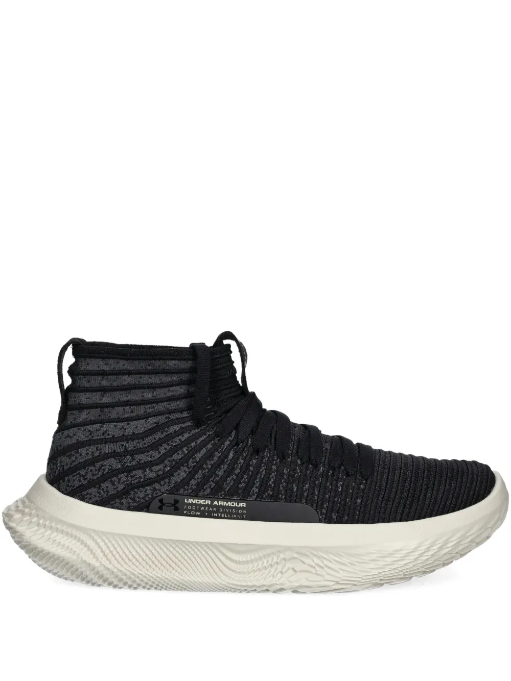 Under Armour Lace-up Ribbed-effect Sneakers In Black