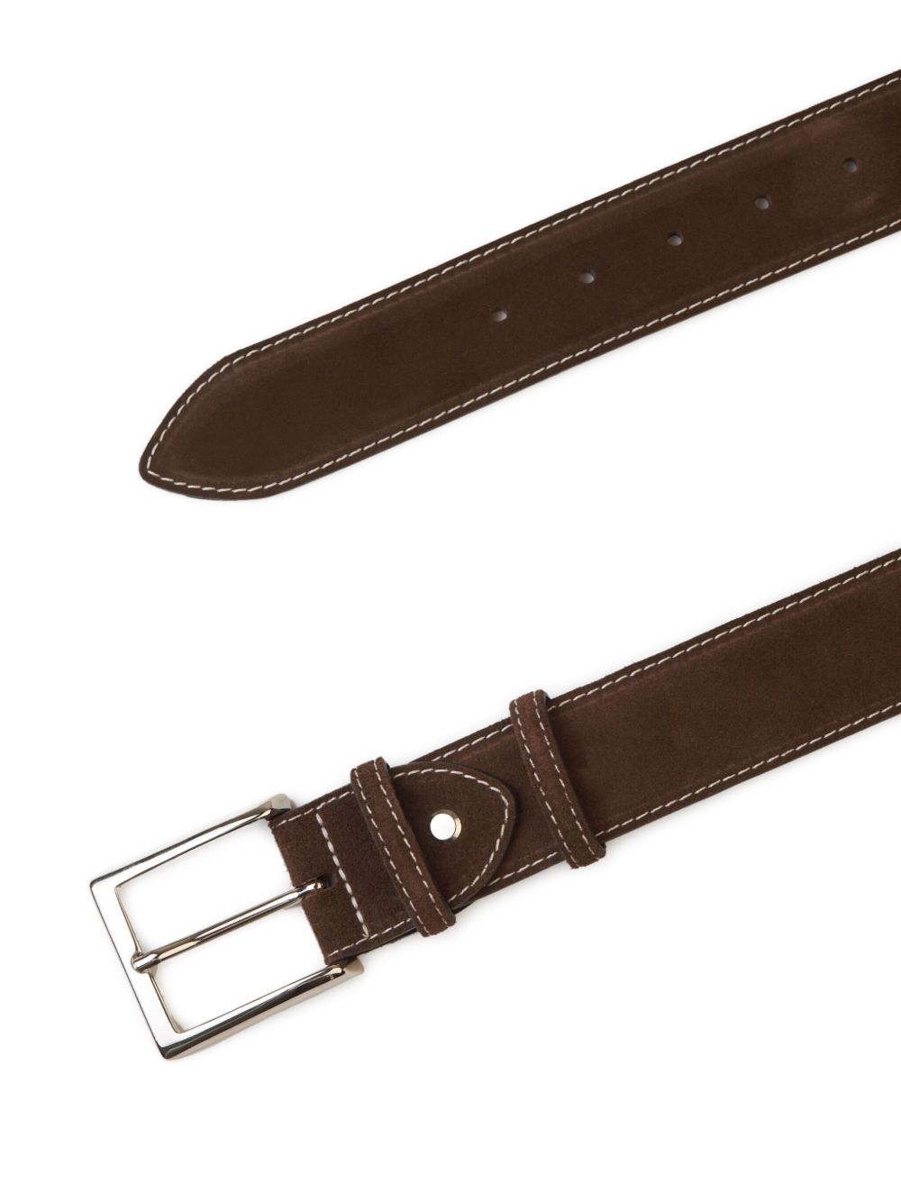 Bontoni contrast-stitch suede belt - Bruin