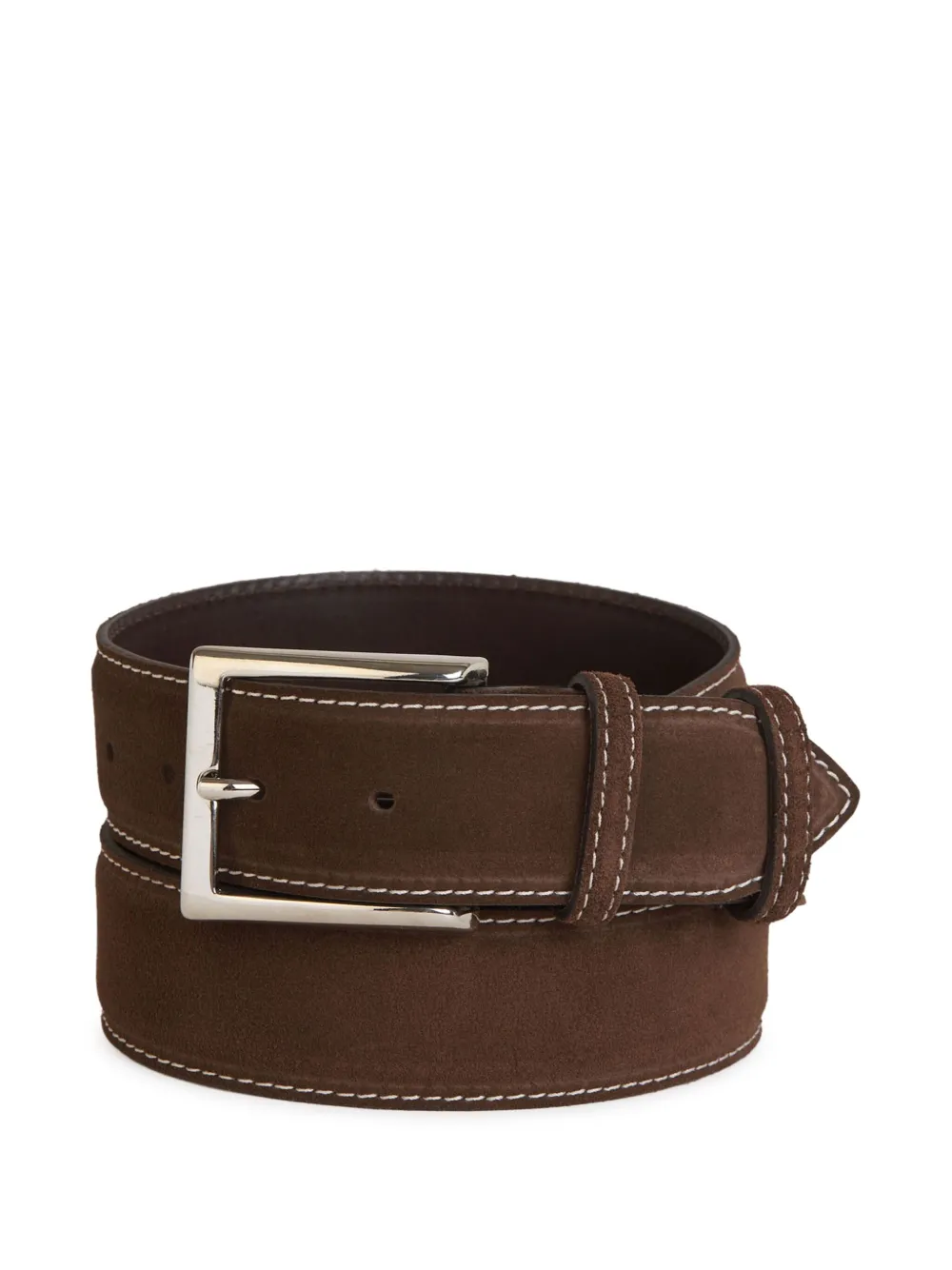 contrast-stitch suede belt