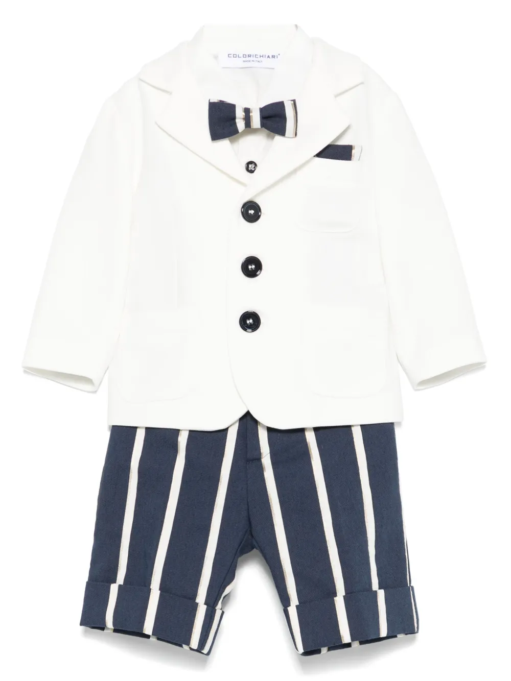 Colorichiari Gestreepte shorts shirt en blazer Wit