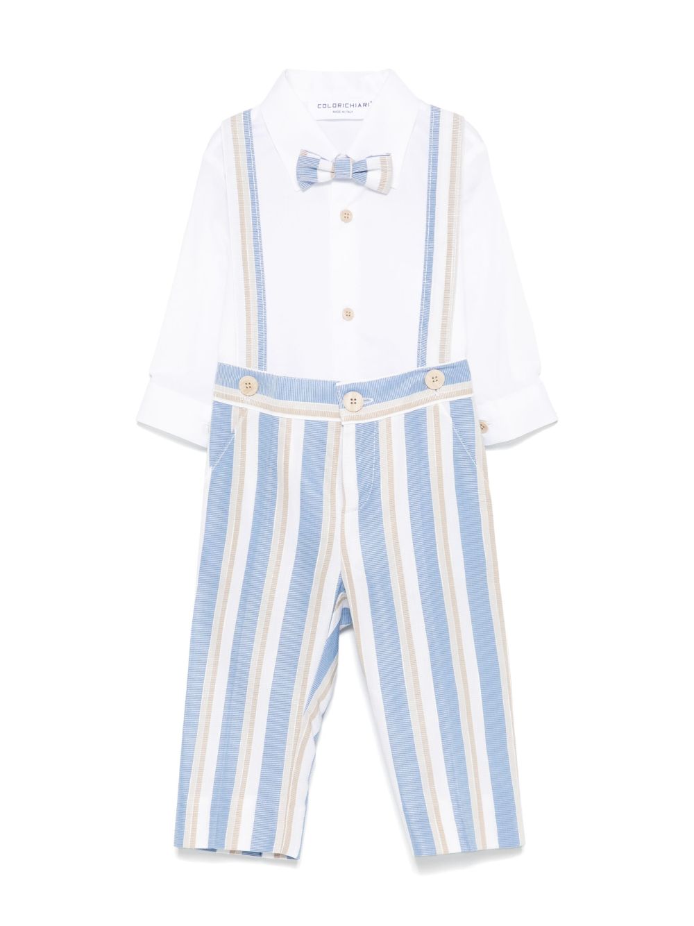 Colorichiari striped trousers, shirt and cardigan set - Neutrals