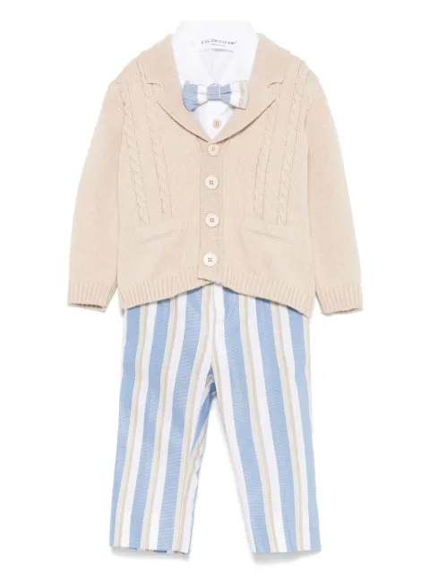 Colorichiari striped trousers, shirt and cardigan set 