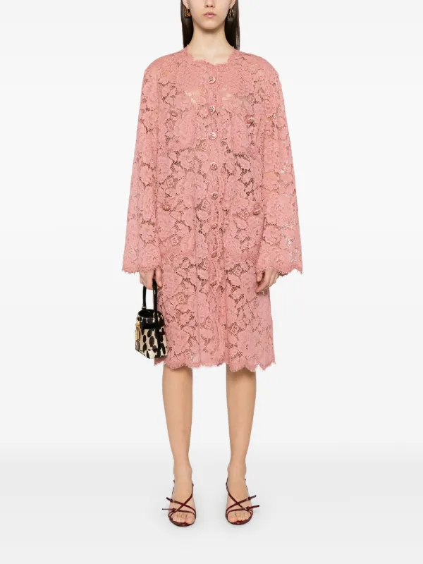 Dolce&Gabbana ドルチェ＆ガッバーナ レースロングコート ピンク Dolce & Gabbana レース コート | ピンク | FARFETCH JP