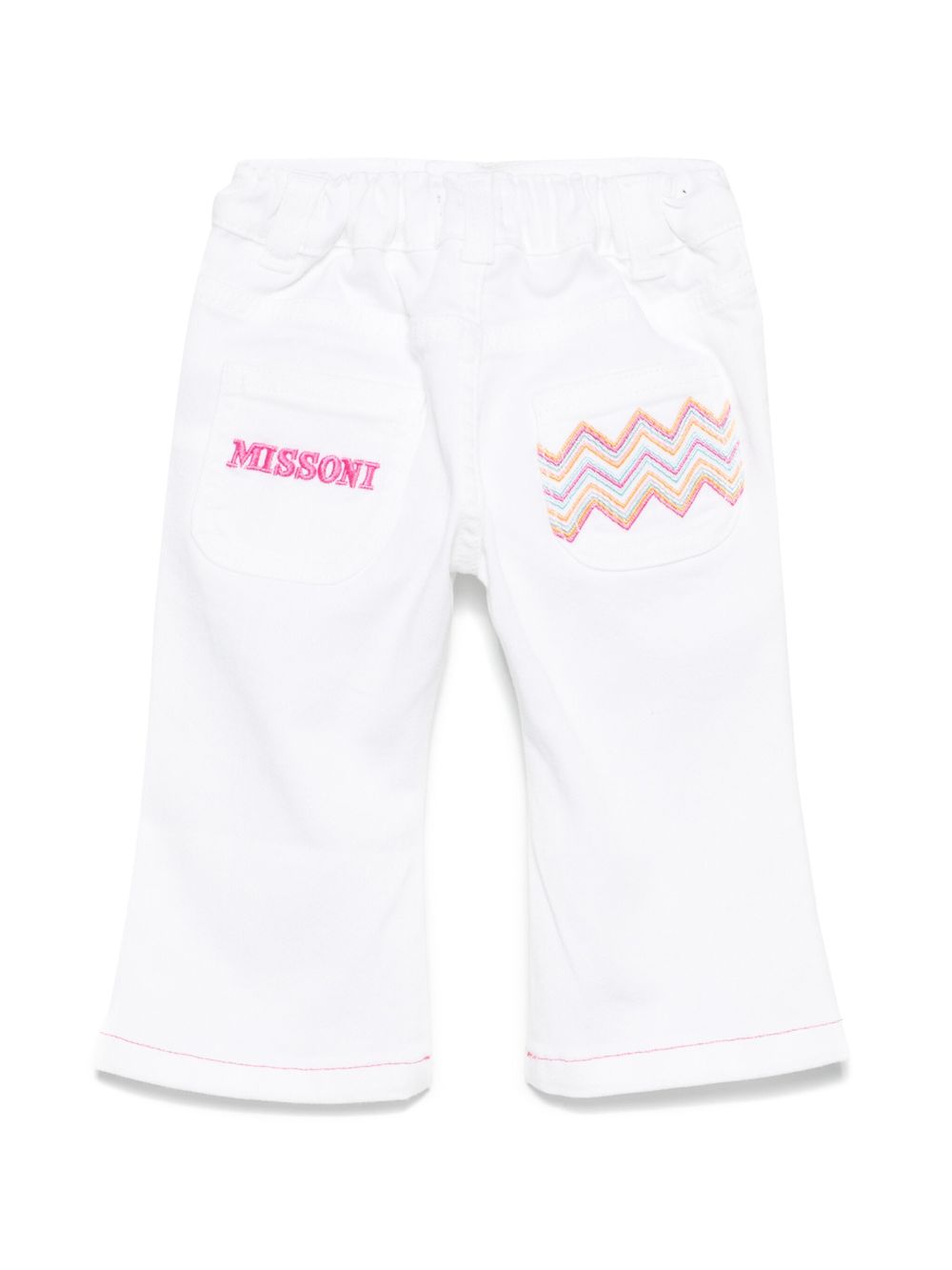 Missoni Kids zigzag-embroidery jeans - White