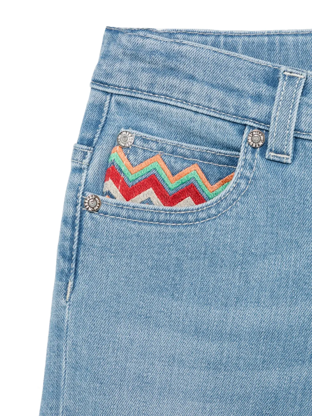 Missoni Kids Broek met geborduurd logo Blauw