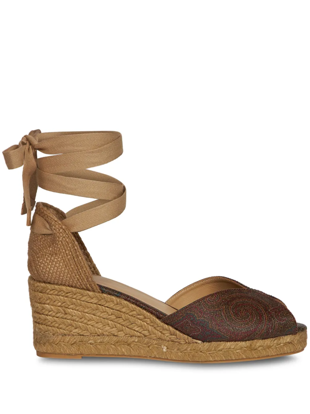 ETRO paisley wedge espadrilles Red