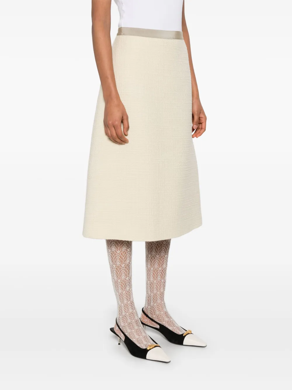 Valentino Garavani Tweed midi-rok Beige