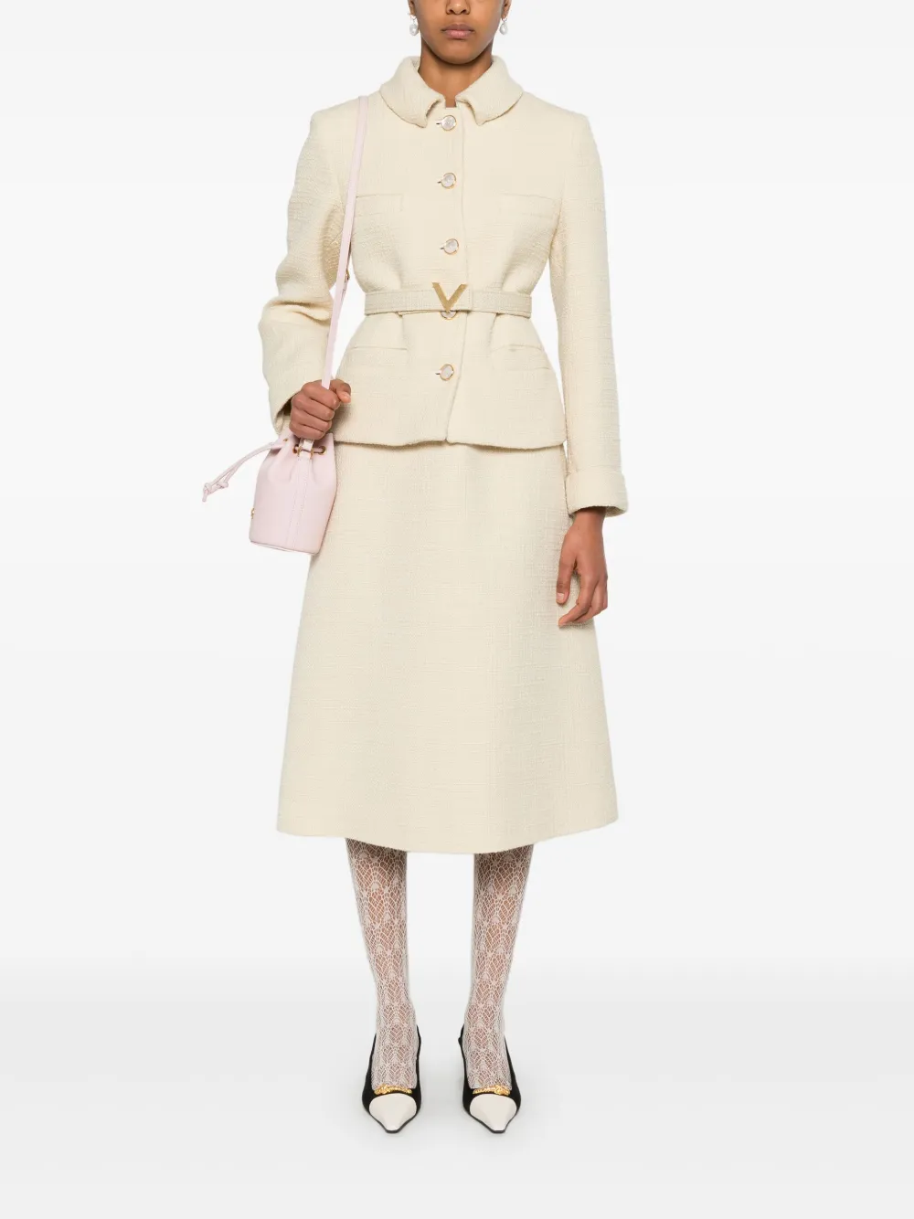 Valentino Garavani Tweed midi-rok - Beige