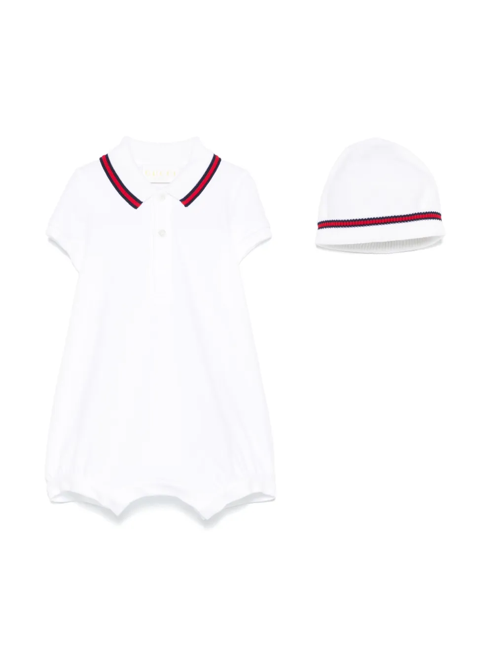Gucci Web-stripe Babygrow Set In White