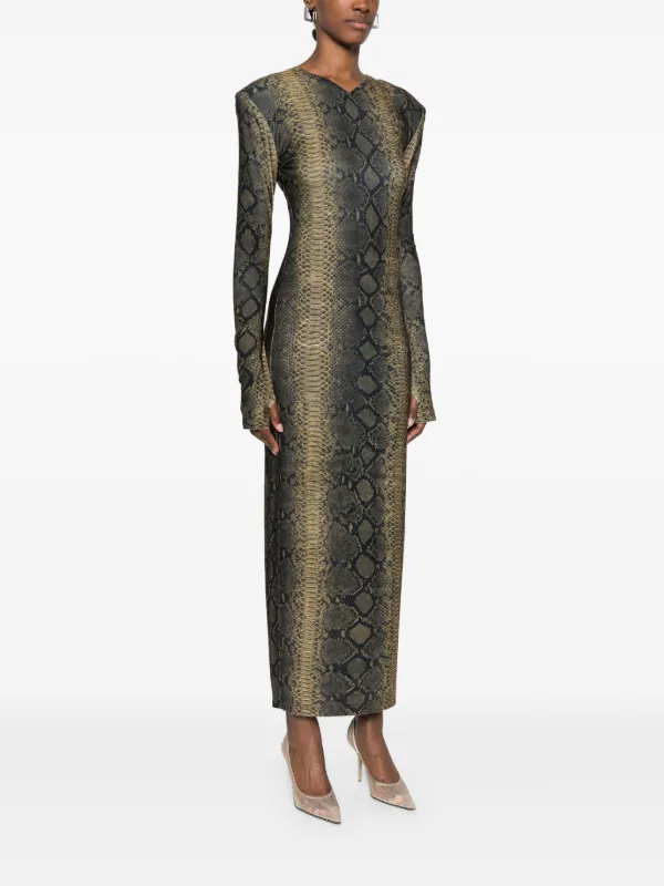 fitted lace wedding dress Strike Again Snake Print Maxi Dress main image 0