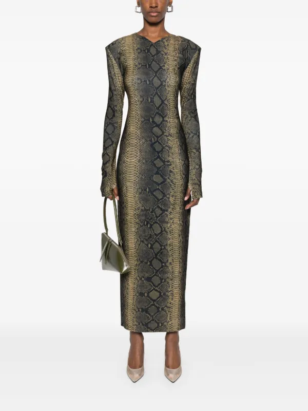 green emerald velvet dress LULU SNAKE PRINT MIDI DRESS WITH METAL DETAIL – AKIRA