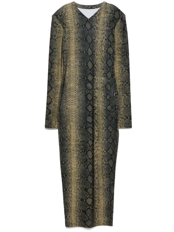 green snake print maxi dress 2Pcs Green Snake Print Maxi Dress Set