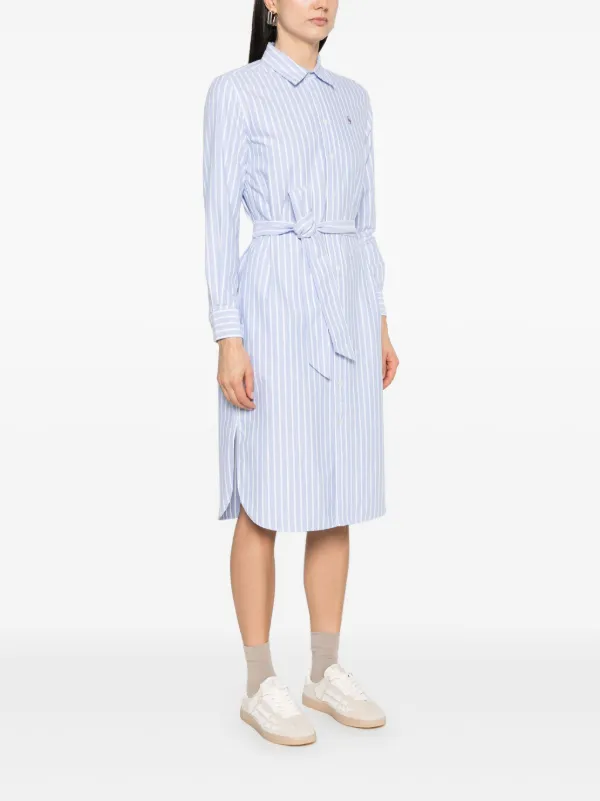 Polo Ralph Lauren Striped Cotton Midi Dress | Blue | FARFETCH GE
