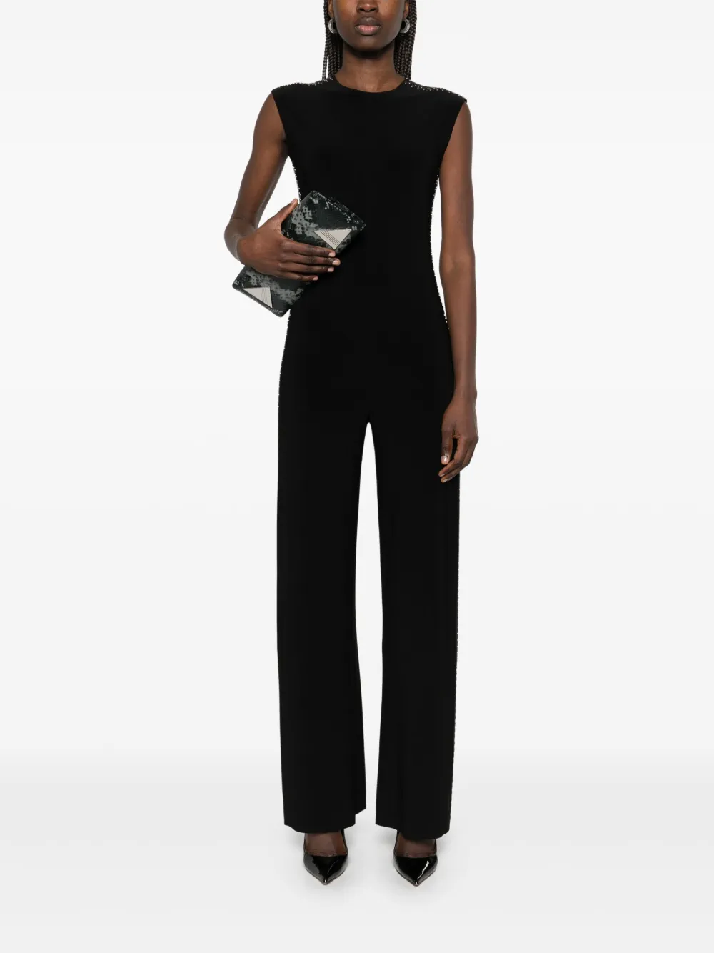 Norma Kamali Jumpsuit verfraaid met studs - Zwart