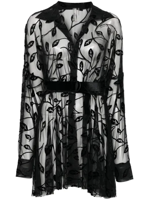 Norma Kamali flocked-leaves mini dress ST4243BVA71 - 0
