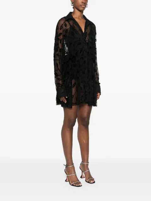 Norma Kamali flocked-leaves mini dress ST4243BVA71 - 2
