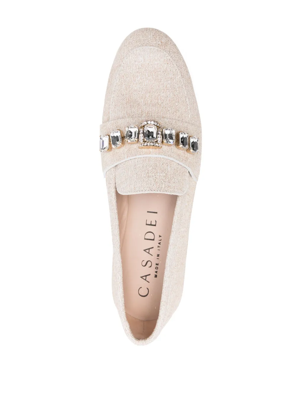 Casadei Crystal-embellished Loafers In Neutrals