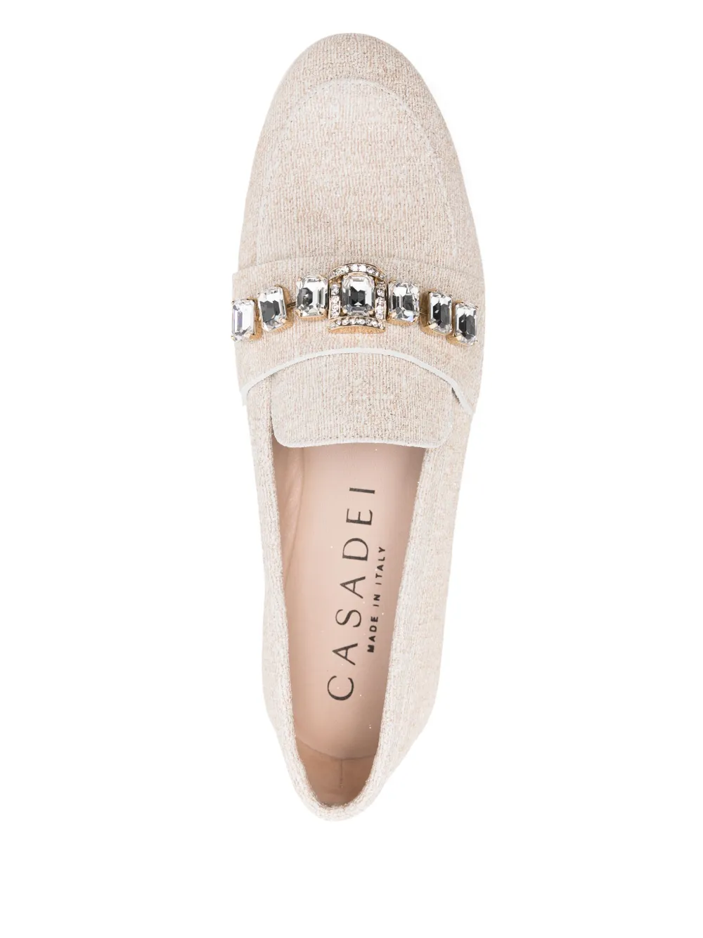 Casadei crystal-embellished loafers Neutrals