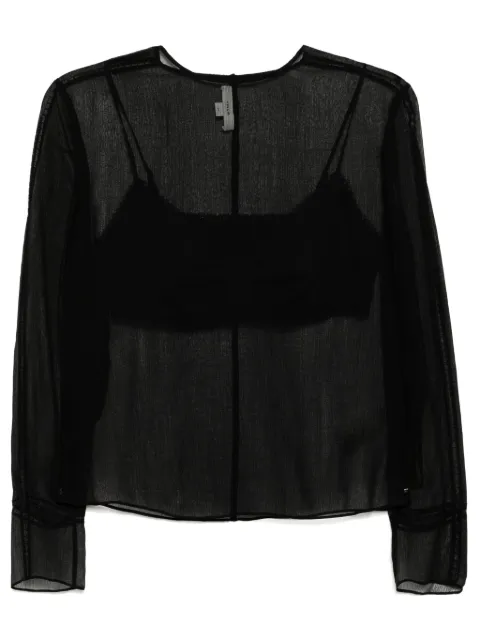 Vince blusa de gasa con ribete de encaje
