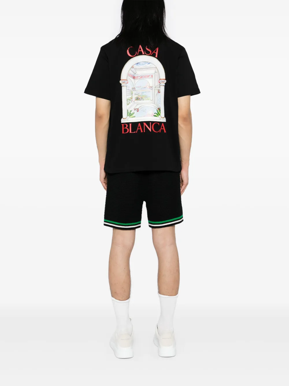 Casablanca T-shirt met Passage-print - Zwart