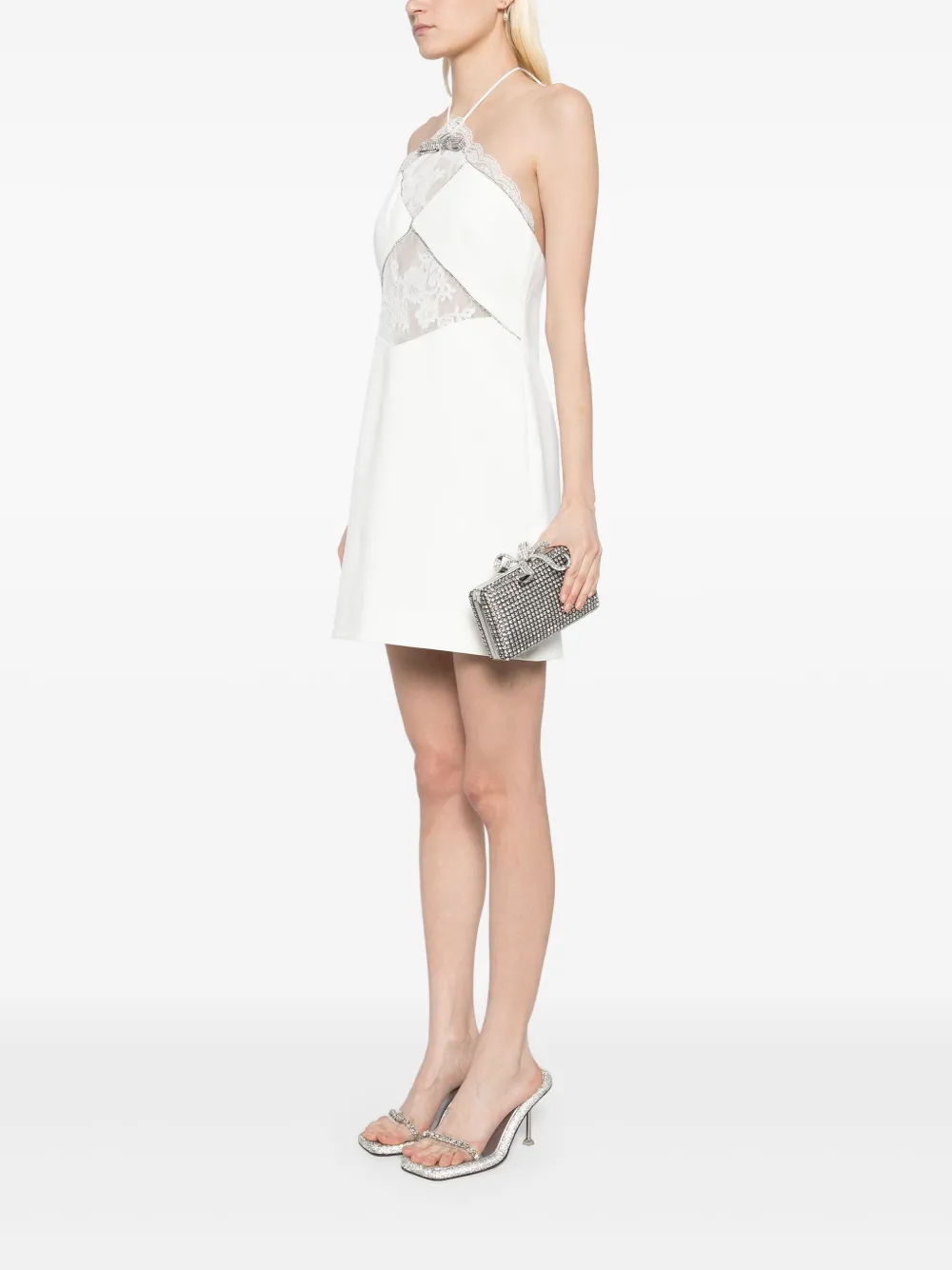 Self-Portrait Clutch met kristallen - Zilver