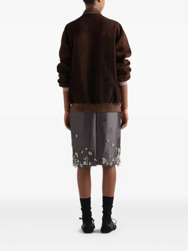 Prada Embroidered Midi Skirt | Grey | FARFETCH