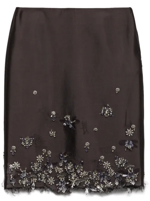Jupe mi-longue à broderies - Prada - Modalova