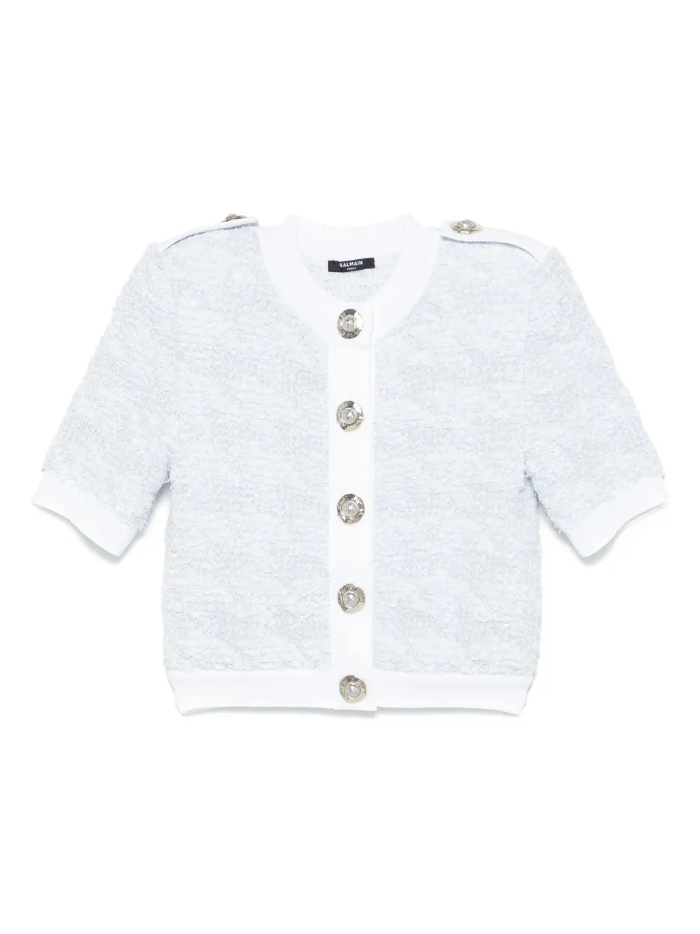 Balmain Tweed vest met korte mouwen Blauw