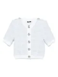 Balmain short-sleeve tweed cardigan - Blue