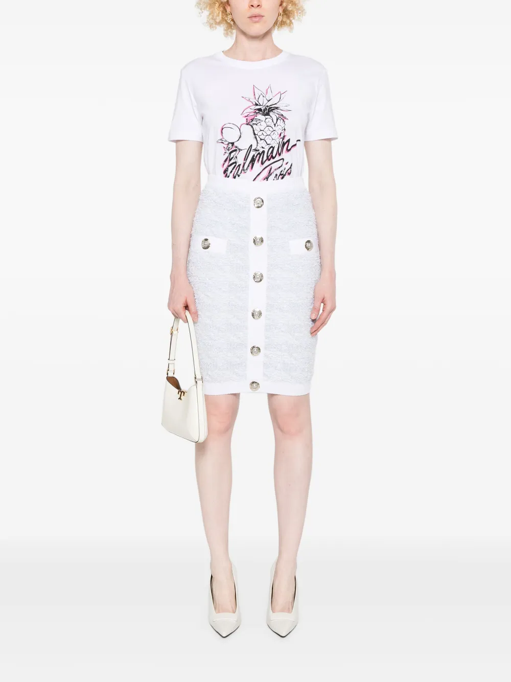 Balmain Midi-rok met knopen - Blauw