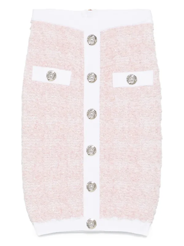 Balmain Tweed Pencil Skirt in Pink