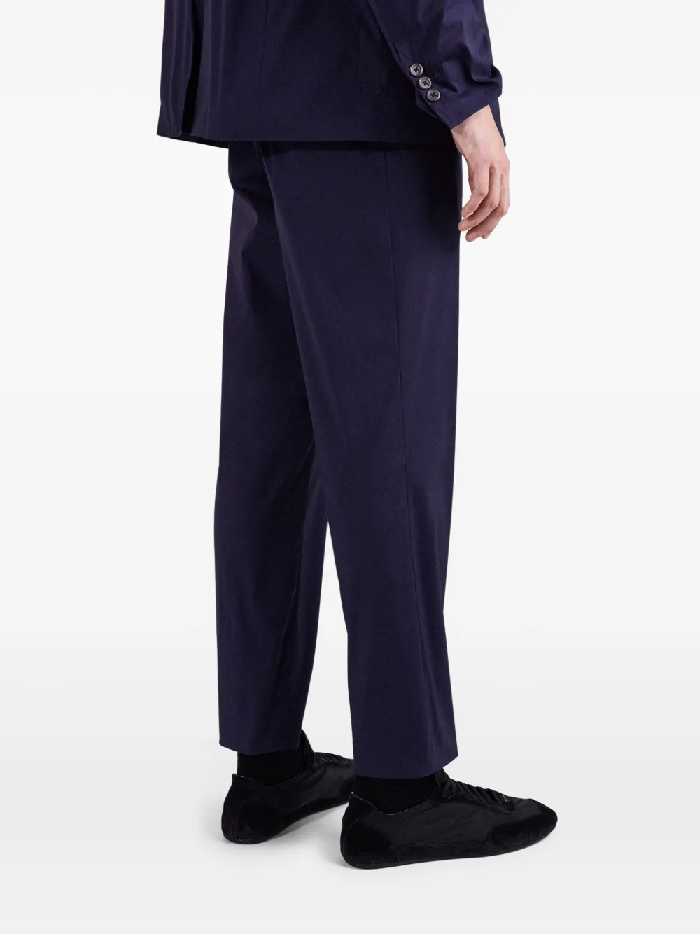 Shop Prada Poplin Stretch Trousers In Blau